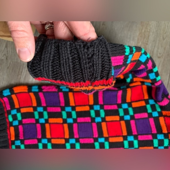 VTG ROBERTA FREYMANN Grandpa Sweater Turtleneck Funky Retro Multi Color S - Picture 4 of 8